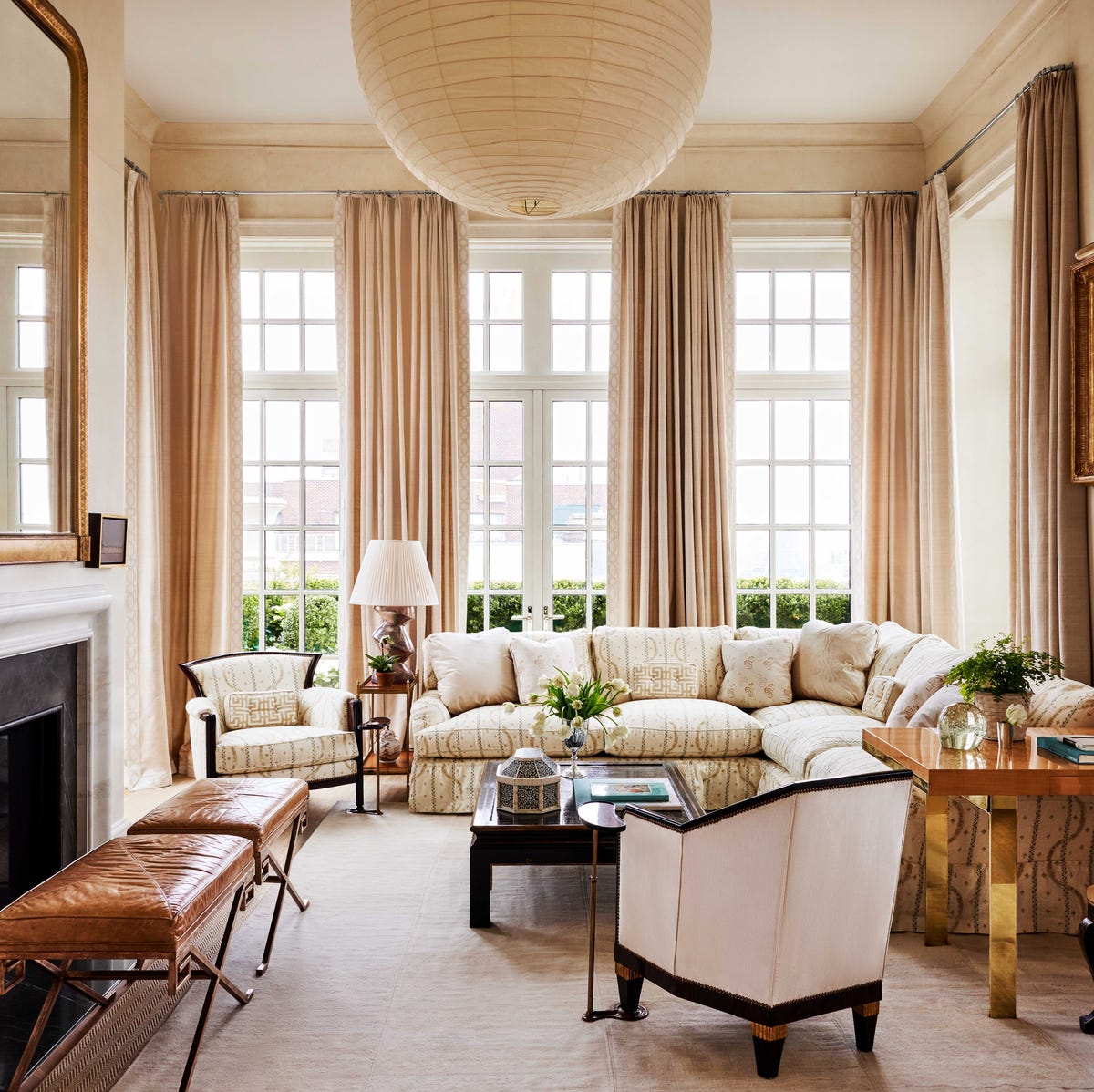 Neutral living room with elegant finished interior walls